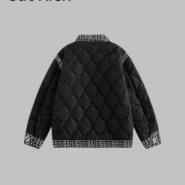 Gourd Grid Stitching Classic Style Cotton-padded Coat - Image 4