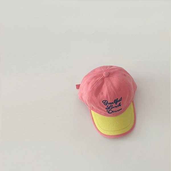 Children's Spring And Autumn Color Block Embroidery Soft Top Sun Hat - Image 9