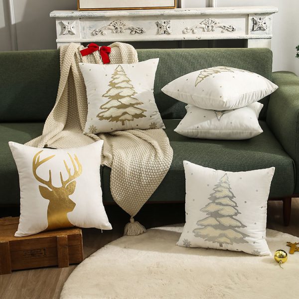 Embroidered Bronzing Christmas Tree Pillowcase - Image 3