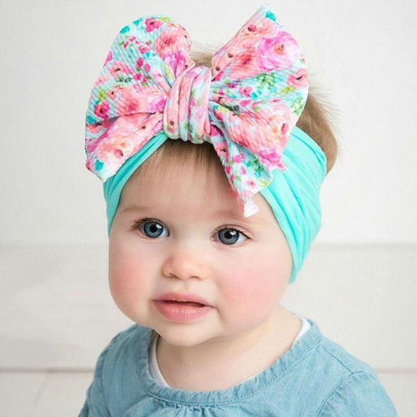 Nylon Bow Hair Band Baby Cute Soft Bow Printed Headband Baby Headscarf