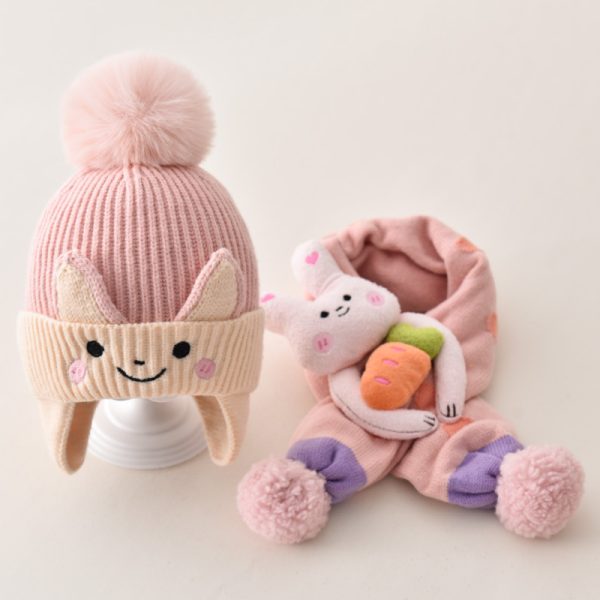 Children's Hat Baby Wool Earmuffs Hat Scarf Suit - Image 6