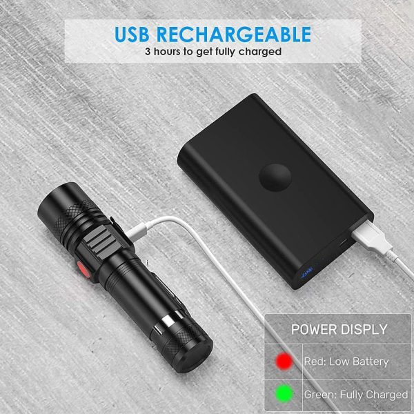 Telescopic Zoom USB Rechargeable T6 Strong Flashlight LED Outdoor Lighting - Image 2