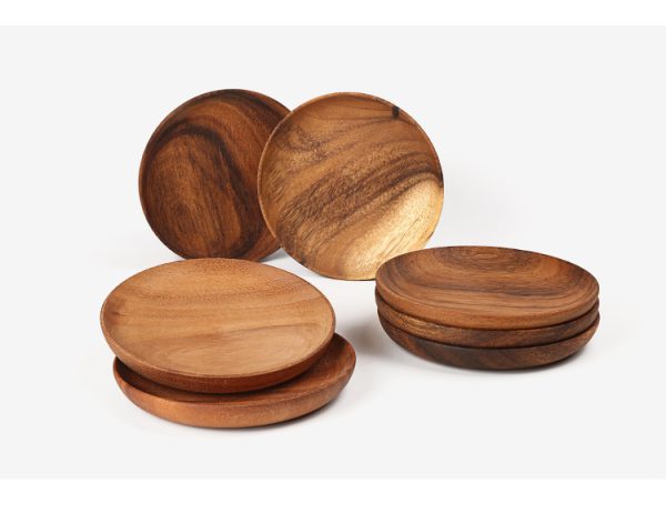 Walnut Japanese Round Tableware Wood Dish - Image 7