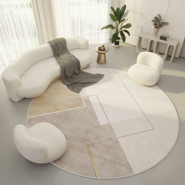 Round Living Room Carpet Ring Velvet Modern Simple Cream Color Porch Bedroom Bedside Blanket Non-slip Floor Mat - Image 2