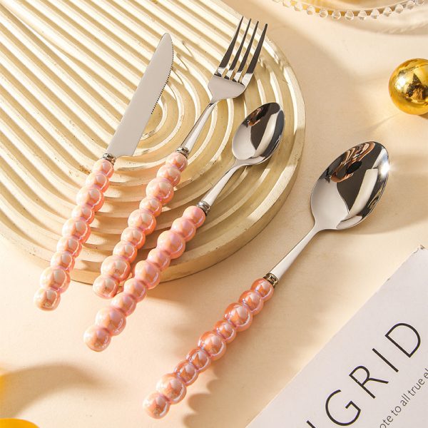 Ceramic Pearl Handle Knife Fork And Spoon Household Eating Soup Spoon Western Foodsteak Knife And Fork - Image 3