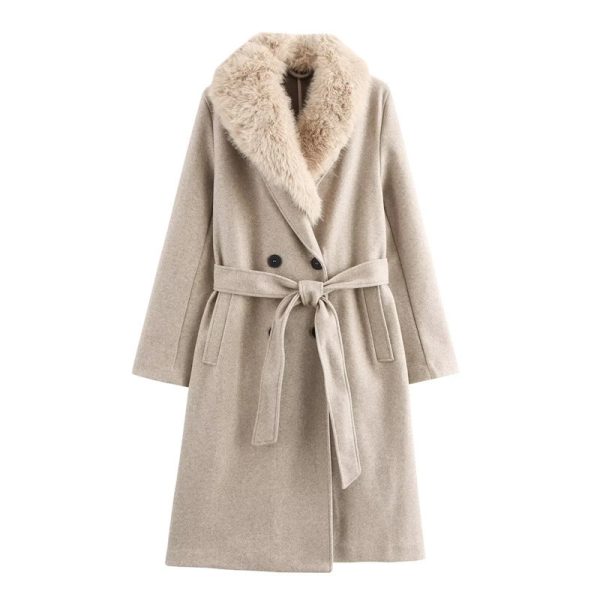 Style Fashion Simple Artificial Fur Effect Woolen Coat - Image 6