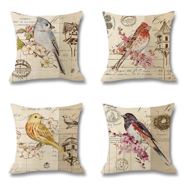 Printed Throw Pillow Linen Cushion Waist Pillow Case - Image 2