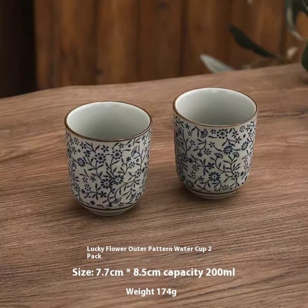 Large Capacity Ceramic 200ml Outer Grain Straight Mouth Tea Cup - Image 6