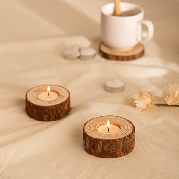 Simple Modern Pastoral Wood Candle Holder - Image 3