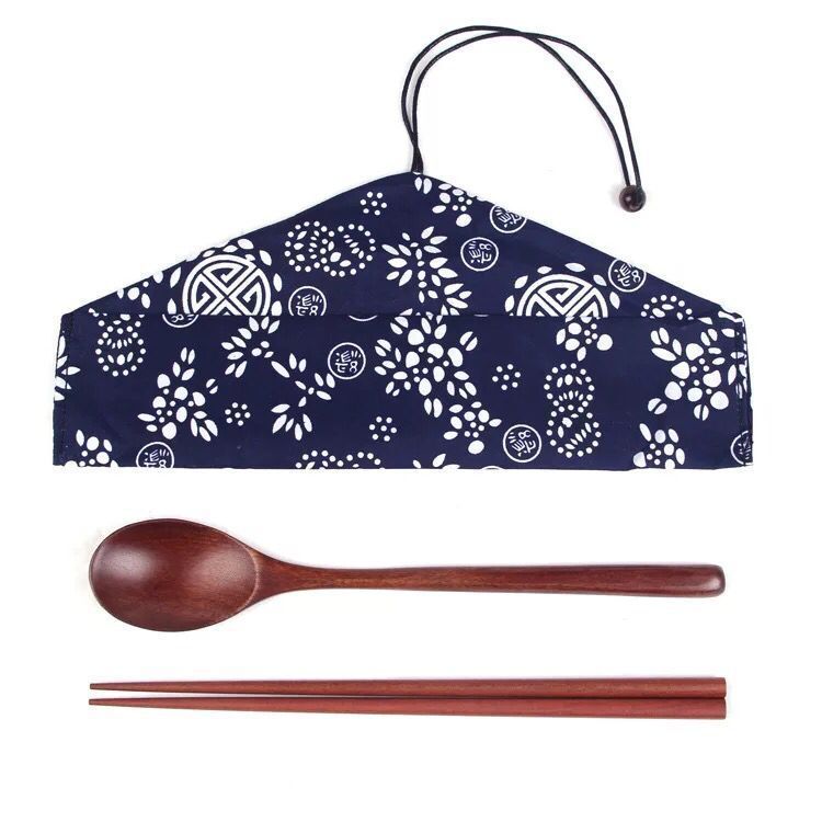 Japanese style wooden chopsticks and spoon combination