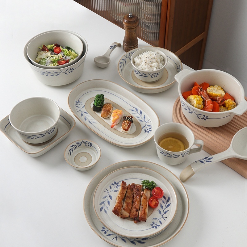 Retro Simple Rice Bowl Plate Household