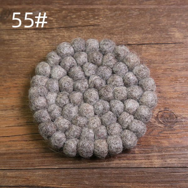 Anti-scald Tea Cup Temperament Pure Color Elegant Wool Ball Coaster - Image 4