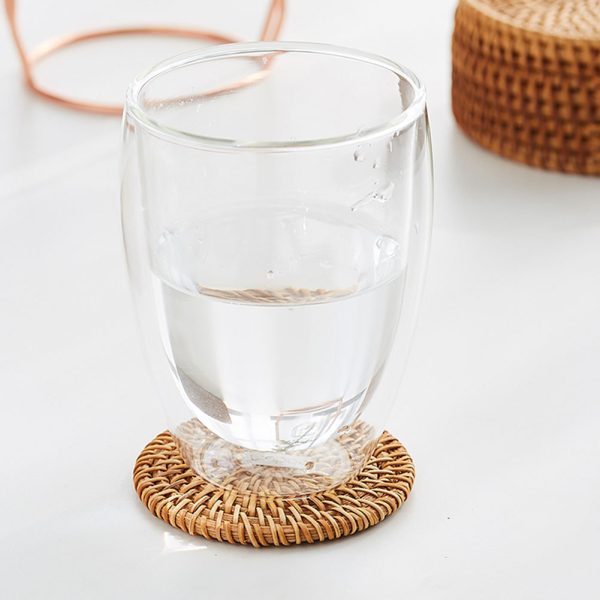 6pcs Vintage Rattan Drinks Tea Cup Mats Coasters Round Teapot Insulation Mat Decoration - Image 9