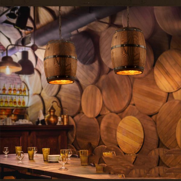 Creative Personality Wooden Barrel Bar Chandelier - Image 4