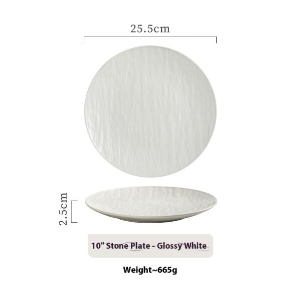 Simple Meal White Stone Pattern High Sense Shallow Plate - Image 4