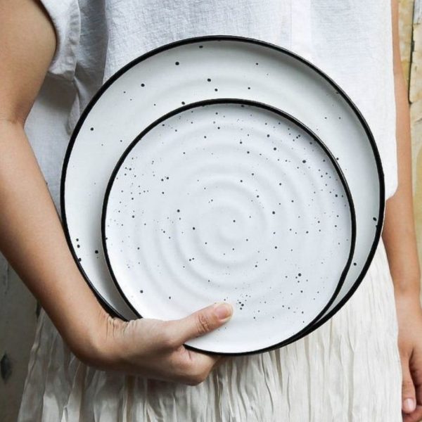 Ceramic Spot Steak Plate Decorative Tray Tableware