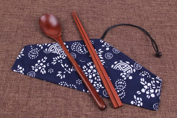 Japanese style wooden chopsticks and spoon combination - Image 2