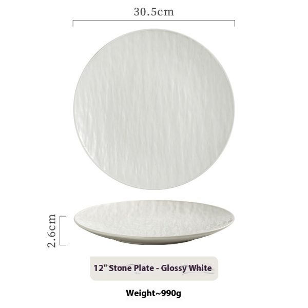 Simple Meal White Stone Pattern High Sense Shallow Plate - Image 6