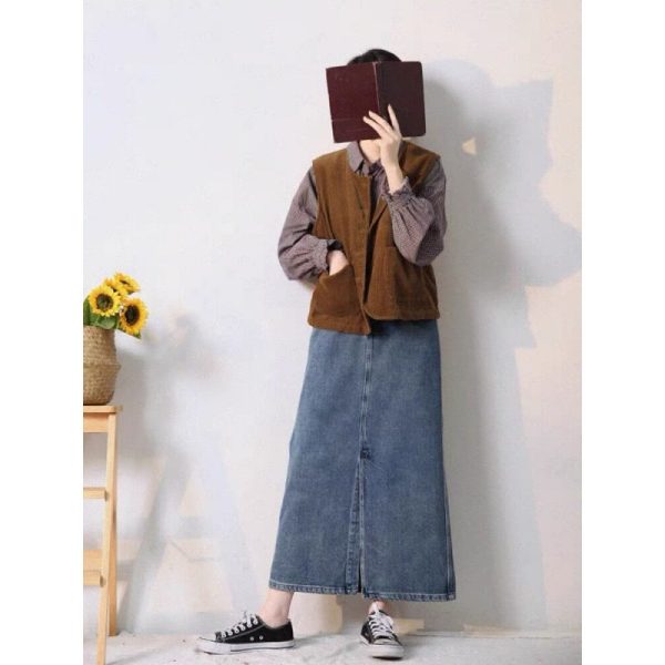 Retro Elegant Corduroy Vest Coat Women - Image 4