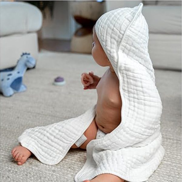 6-layer Hooded Bath Towel Seersucker Gauze Bath Towel For Children