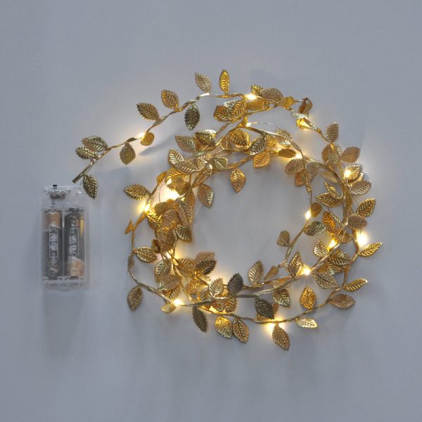 Led Simulation Gold And Silver Color Leaves Lighting Chain Rattan Decoration - Image 3