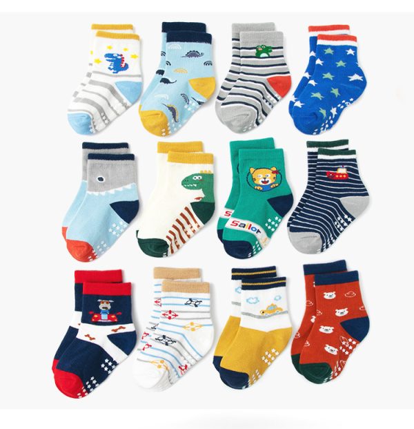 Children's Non-slip Polka Dot Cotton Floor Socks - Image 9