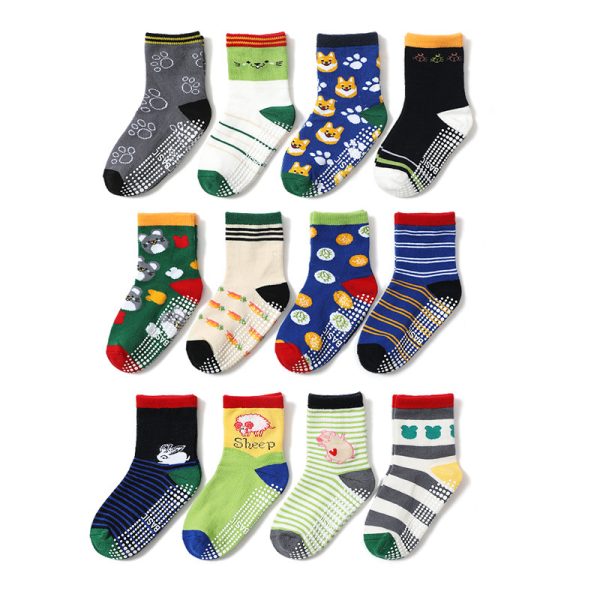 Children's Non-slip Polka Dot Cotton Floor Socks - Image 4