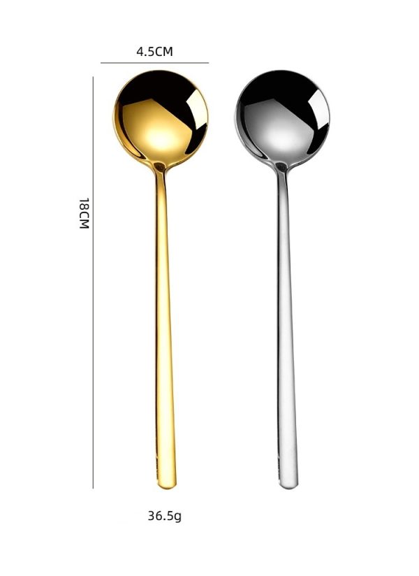 304 Stainless Steel Household Golden Round Head Spoon Creative - Image 8