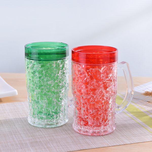 Household large capacity beer mug, summer double cold keep ice cup, simple cold kettle with handle, plastic environmentally friendly - Image 2