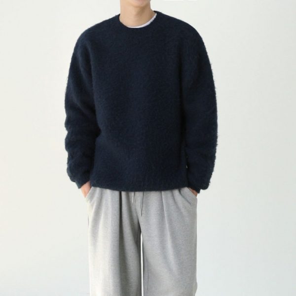 Lazy Round Neck Soft Wool Sweater - Image 4