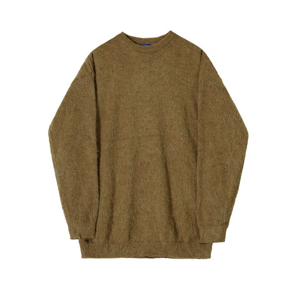 Lazy Round Neck Soft Wool Sweater - Image 5