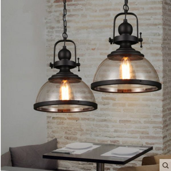Retro Industrial Style Restaurant Hotel Steel Glass Chandelier - Image 3