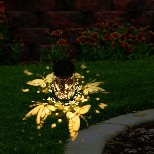 Outdoor Pluggable Or Hanging Iron Solar Butterfly Projector Lamp - Image 6