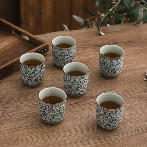 Large Capacity Ceramic 200ml Outer Grain Straight Mouth Tea Cup - Image 2