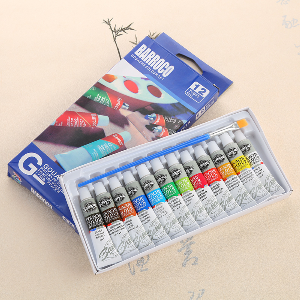 12 Colors 6Ml Gouache Paint Set Beginners DIY Art Supplies