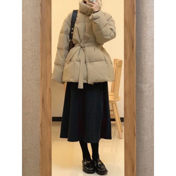 Waist-controlled Lace-up Cotton Coat Jacket Women - Image 3