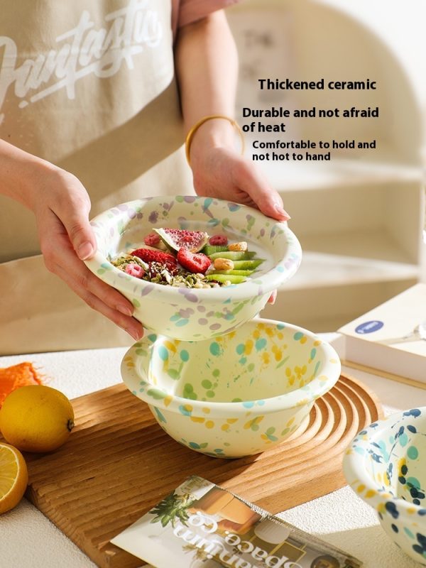 Good-looking Household Splash-ink Ceramic Yogurt Bowl - Image 9