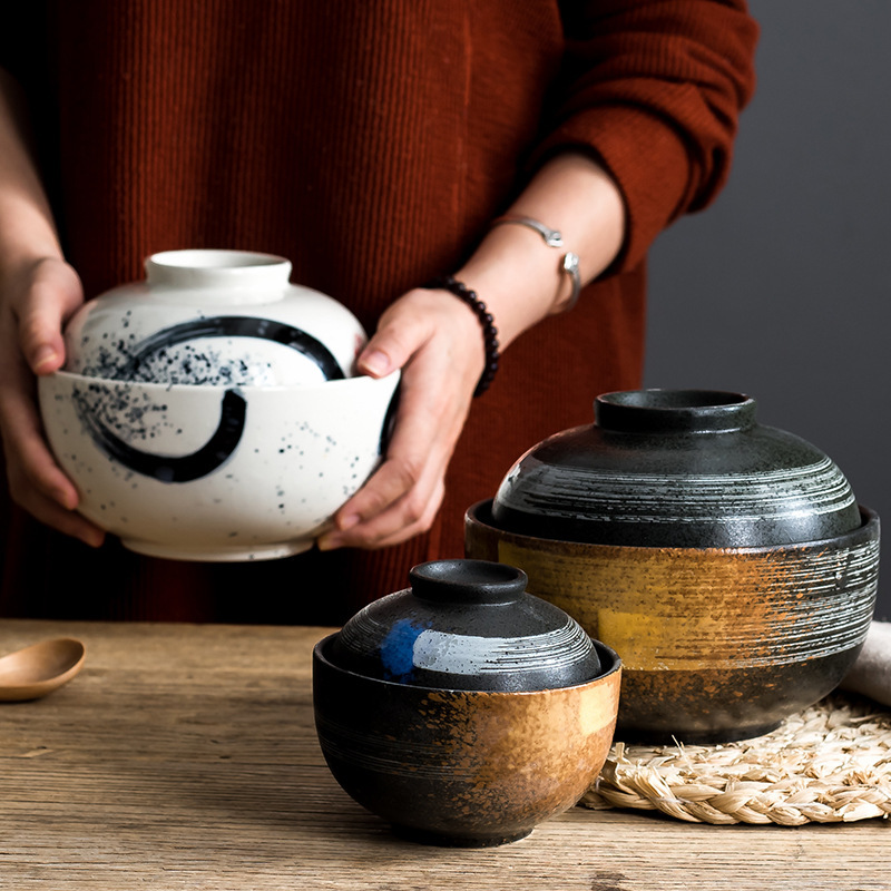 Ceramic Bird's Nest Dessert Stew Cup With Lid