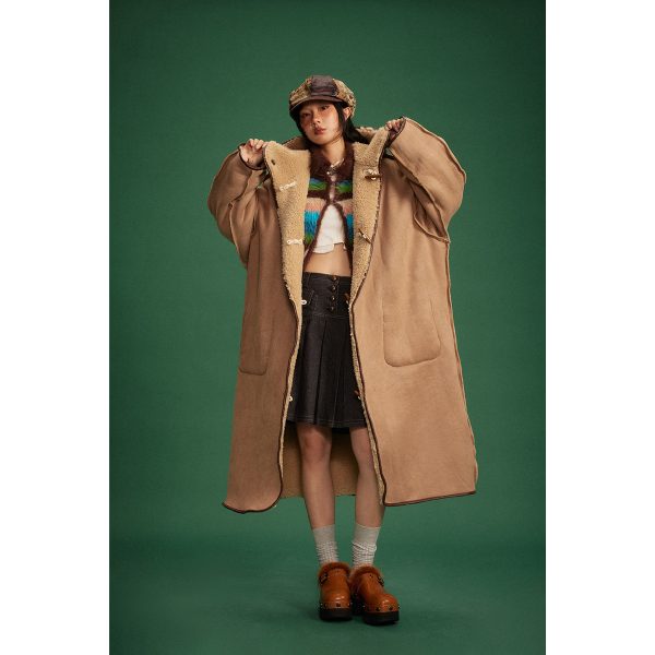 Winter Retro Long Hooded Berber Fleece Coat - Image 3