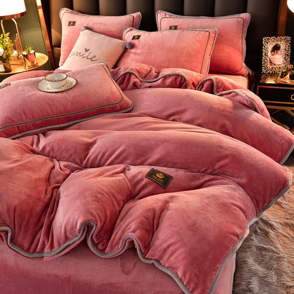 Thickened Winter Coral Flannel Bedding Kit Double Sided Plus Duvet Cover - Image 8