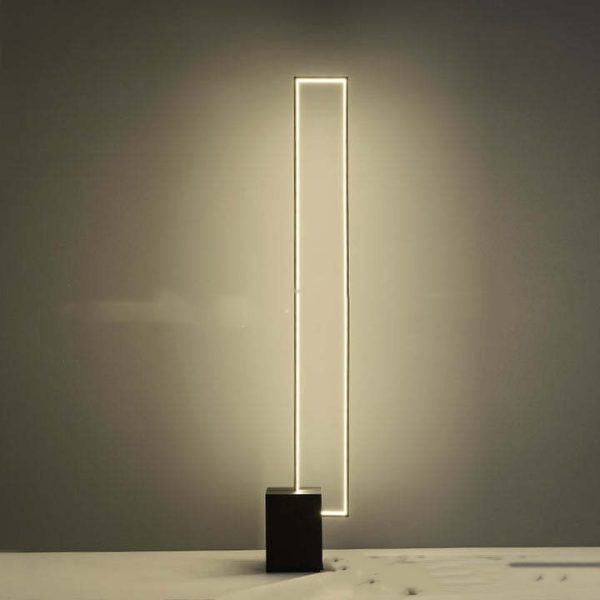 Minimalist Sand Black Floor Lamp Quadriboid Base Square Light Body - Image 4