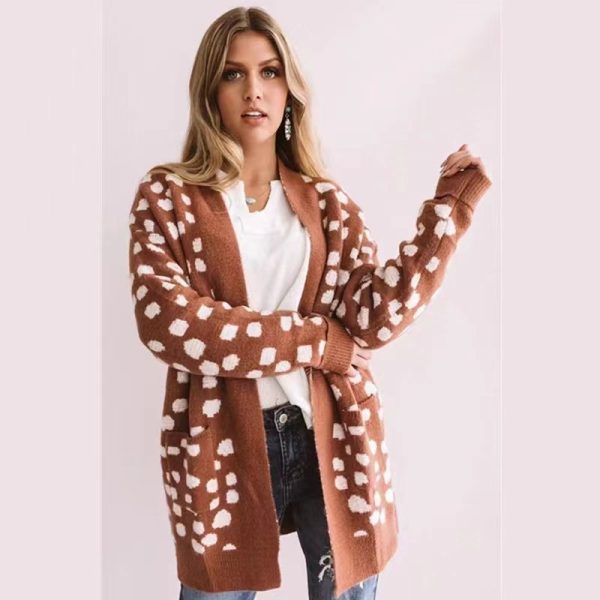 Thick Loose Irregular Dot Sweater Coat Knitted Cardigan For Women - Image 4