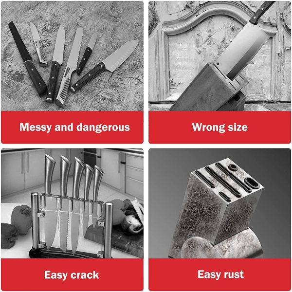 Knife Block Holder, Universal Knife Block without Knives, Unique Double-Layer Wavy Design, Round Black Knife Holder for Kitchen, Space Saver Knife Storage with Scissors Slot Amazon Platform Banned - Image 7