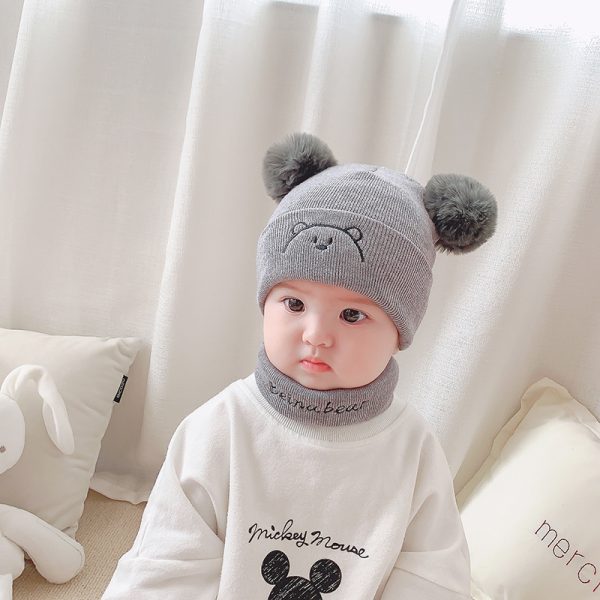 Thickened Warm Woolen Yarn Letter Bib Knitted Hat Suit - Image 3