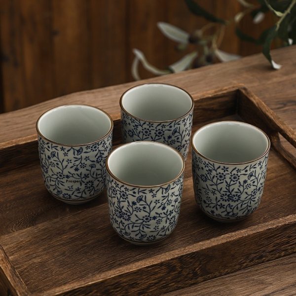 Large Capacity Ceramic 200ml Outer Grain Straight Mouth Tea Cup - Image 4