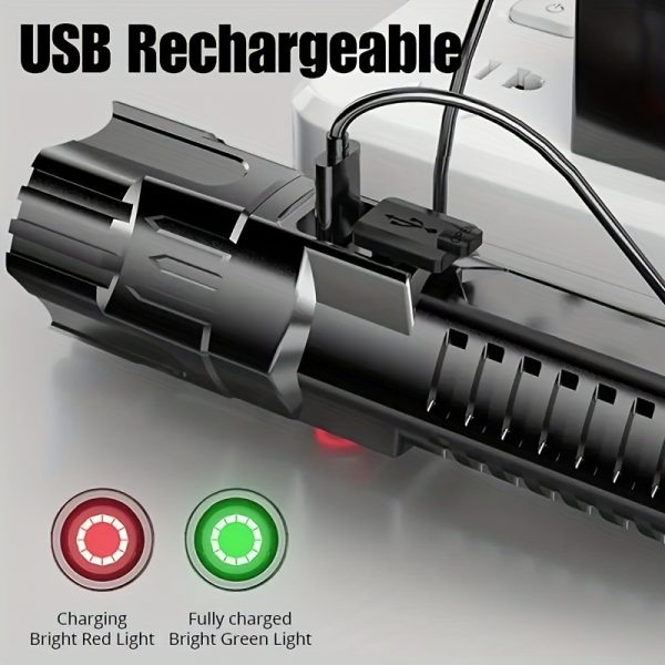 Outdoor Household Camping Usb Rechargeable Zoom Led Power Torch - Image 5