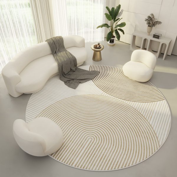 Round Living Room Carpet Ring Velvet Modern Simple Cream Color Porch Bedroom Bedside Blanket Non-slip Floor Mat - Image 3