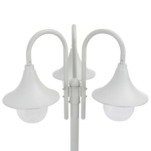 vidaXL Garden Post Light E27 220 cm Aluminium 3-Lantern White
