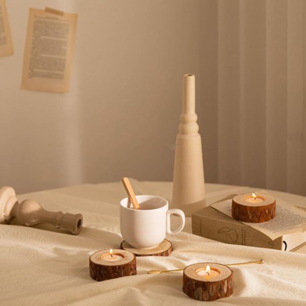 Simple Modern Pastoral Wood Candle Holder - Image 2