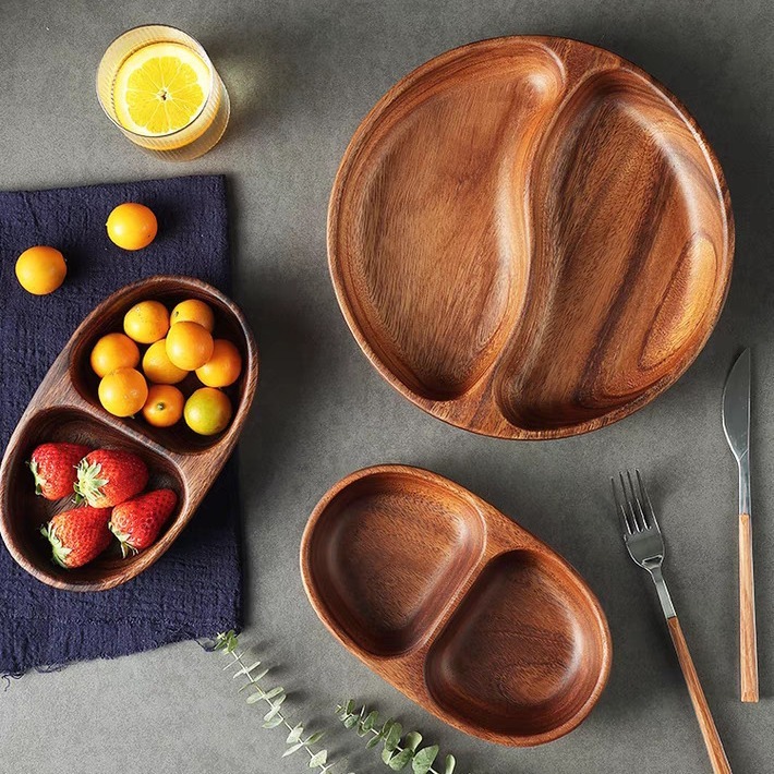 Simple Household Walnut Partitioned Fruit Tray